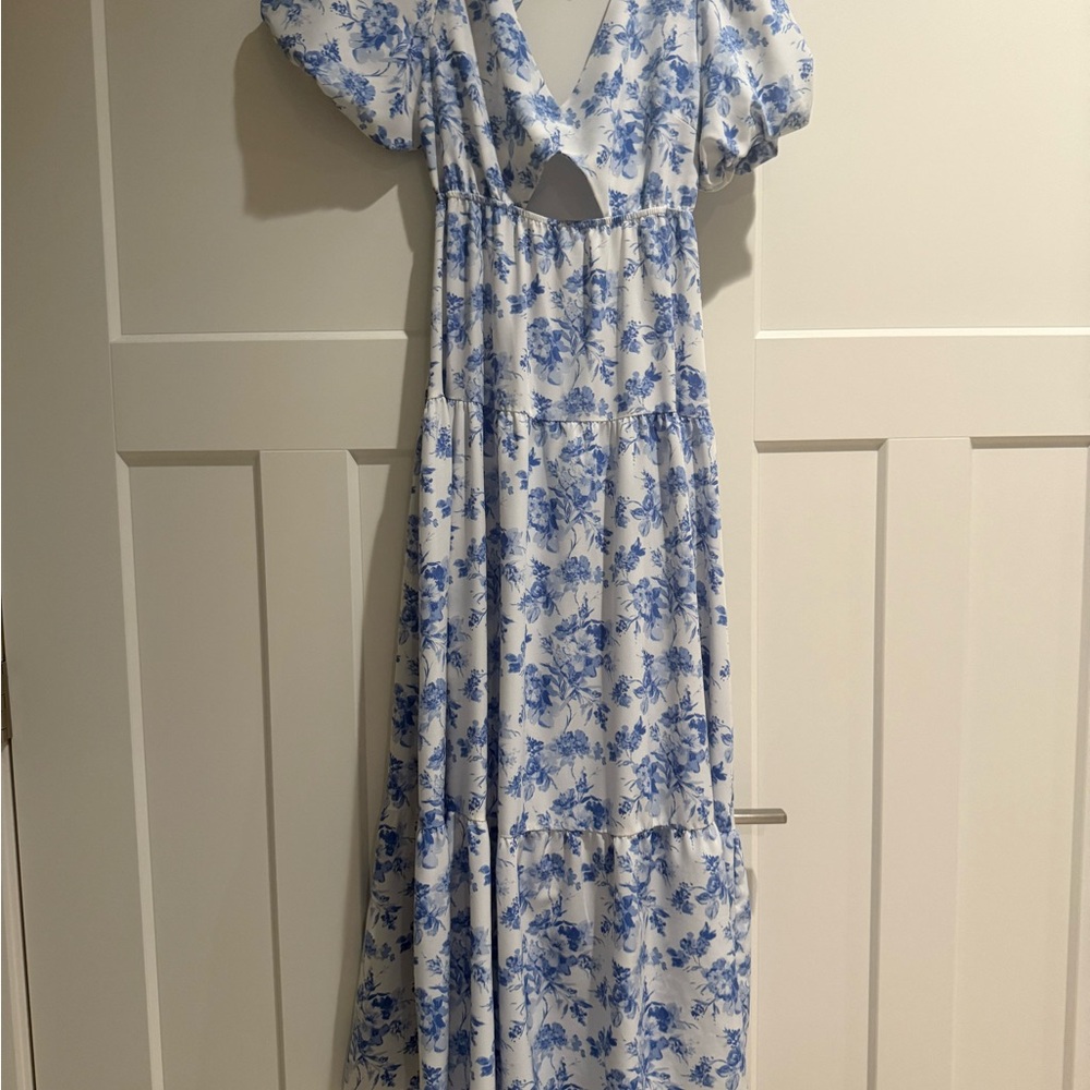 Floral Blue and White Women's Dress
